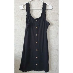 No Boundaries Black Ruffled Ribbed Tank Dress XL